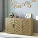 Ebern Designs Makayla 60" Wide 3-Door Retro Sideboard w/ Adjustable Shelves, Solid Wood in Brown | Wayfair F0416AA46ABE4702BF3AAA3CB9AA75C2