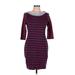 Tommy Hilfiger Casual Dress - Sheath Scoop Neck 3/4 sleeves: Burgundy Print Dresses - Women's Size Medium