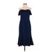 Gal Meets Glam Cocktail Dress - Midi: Blue Solid Dresses - Women's Size 4