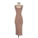 Shein Casual Dress - Midi Scoop Neck Sleeveless: Brown Print Dresses - Women's Size 2