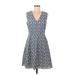 Draper James Casual Dress - Mini V Neck Sleeveless: Blue Dresses - Women's Size 8