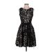 Betsy & Adam Cocktail Dress - A-Line: Black Jacquard Dresses - Women's Size 8