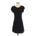 Chaser Casual Dress - A-Line Scoop Neck Short sleeves: Black Solid Dresses - Women's Size X-Small