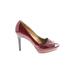 GUESS by Marciano Heels: Pumps Stiletto Cocktail Party Burgundy Print Shoes - Women's Size 8 - Peep Toe