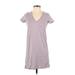 Madewell Casual Dress - Mini V-Neck Short sleeves: Gray Print Dresses - Women's Size 2X-Small