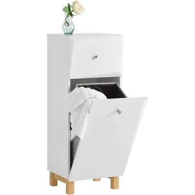 BZR93-W Wäscheschrank mit ausklappbarem Wäschesack Wäschetruhe Wäschesammler mit einner Schublade Image