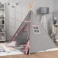 Tipi Kinderzelt für Kinderzimmer Zelt Spielzimmer Indoor Stabil Robust Pink, Mit Zubehör - Paco Home