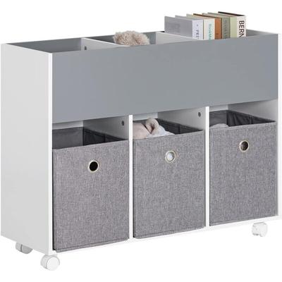 Sobuy - KMB61-HG Kinderregal mit 3 Stoffboxen Bücherregal Kinderzimmer Regal mit Rollen Kinder Image