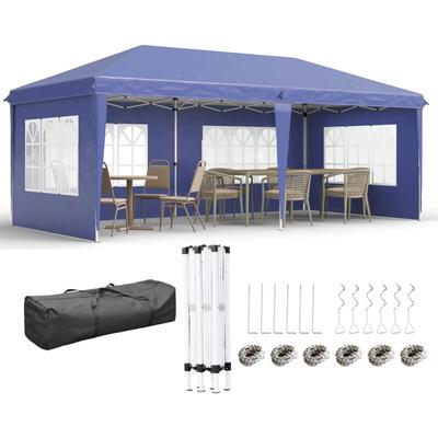 Pavillon ca. 3x6m Wasserdicht Pop-up Faltpavillon mit UV-Schutz, Fenster, Partyzelt mit 4 Image