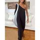 Robe casual Femme robe longue Couleur monochrome Vêtement de rue Décontractées Extérieur du quotidien Vacances Fendu Accueil froid manche longue Une Epaule Robe Standard Noir Rouge Gris foncé Et