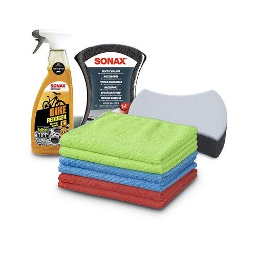 Sonax 750ml BIKE Reiniger+Multischwamm+6-er Pack Microfasertuch 40 x 30 [Hersteller-Nr. 08524000]