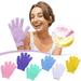 6 Pairs Exfoliating Shower Gloves TQWQT Stretch Body Scrubber Washable Loofah Gloves Exfoliating Dual Texture Bath Wash Gloves for Shower Spa Massage Family Scrubbing Glove for Women Men