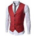 Men's Vest Suit Vest Gilet Wedding Business Causal Casual 1920s Smart Casual Polyester Solid Colored Single Breasted Shirt Collar Slim Black Red Light Grey Vest