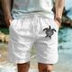 Men's Shorts Summer Shorts Beach Shorts Drawstring Elastic Waist Print Animal Ocean Comfort Breathable Short Outdoor Holiday Going out Cotton Blend Hawaiian Casual Black-White White Blue