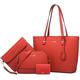 Women's Bag Set Crossbody Bag Top Handle Bag PU Leather 4 Pieces Purse Set Daily Going out Zipper Plain Red Blue Brown