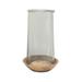 Creative Co-Op Glass Hurricane Vase with Wood Base Clear and Natural