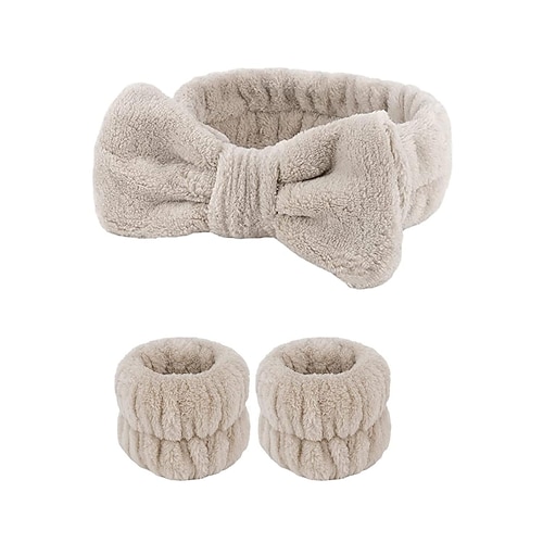 3-teiliges Gesichtswasch-Stirnband und Armband-Set, weiches Spa-Stirnband, Make-up-Hautpflege-Stirnbänder, Handgelenkhandtücher, Handgelenkbänder zum Waschen des Gesichts Image