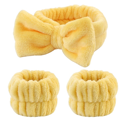 3-teiliges Gesichtswasch-Stirnband und Armband-Set, weiches Spa-Stirnband, Make-up-Hautpflege-Stirnbänder, Handgelenkhandtücher, Handgelenkbänder zum Waschen des Gesichts Image
