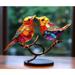 Stained Glass Birds on Branch Desktop Ornaments Double Sided Multicolor Style Bird Statue Ornaments for Home Office Decor Two birds