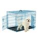 YRLLENSDAN Puppy Crate 24in Dog Cage for Small Dogs Dog Kennel Indoor Metal Dog Crate Foldable Dog Crate with Divider & Double-Door Wire Dog Crate Blue