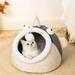 USCCE Pet Cat Dog Houses for Indoor Autumn Winter Self-Warming Pet Tent Cave Cat Beds for Cats/Small Dogs Cute Lantern Fish Shape Cave Pet Beds with Removable Washable Cushioned Pillow Gray/S