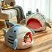 USCCE Pet Cat Dog Houses for Indoor Autumn Winter Self-Warming Pet Tent Cave Cat Beds for Cats/Small Dogs Cute Shark Shape Cave Pet Beds with Removable Washable Cushioned Pillow Blue/S