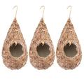 3 Pcs Straw Woven Bird House Garden Hanging Bird Nest Outdoor Grass Bird Hut