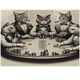 Ambesonne Cat Jigsaw Puzzle Gentleman Kitties Playing Poker Heirloom-Quality Fun Activity for Family Durable Cardboard 1000 pcs Ivory Dark Taupe