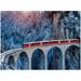 FREEAMG 1000 Piece Jigsaw Puzzle for Kids Adults - Train Passing Through Famous Mountain Puzzle Game