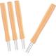 Linghhang - 4 Pcs Fourchette à pommes de terre avec 3 dents (bois long), en acier inoxydable 430 et