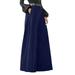 Uuszgmr Summer Solid Color Fashion Elegant Party High Waist Wide Leg Flared Pants Cropped Cotton Linen Comfy Baggy Trousers With Pockets Navy Size:Xl