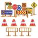 30 Pcs Traffic Sign Model Building Blocks Micro Scene Toy Roadblock Cones Mini Traffic Barrier Child Micro Scene