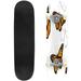 Skateboards for Beginners Monarch butterfly set seamless pattern 31 x8 Maple Double Kick Concave Boards Complete Skateboards Outdoor for Adults Youths Kids Teens Gifts