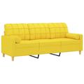 Canapé 3 places avec oreillers jaune clair 180 cm tissu vidaXL - Light yellow