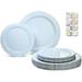 OCCASIONS 120 Plates Pack (60 Guests) Vintage Wedding Party Disposable Plastic Plates Set -60 x 10 Dinner + 60 x 7.5 Salad / Dessert (Verona Blue)