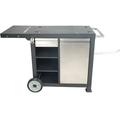 GGC2228MC Universal Rolling Prep Cart with Shelves and Storage Drawer for Portable Outdoor Griddle and Grills Accessory Only Black