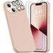 Silicone Case Designed for Apple iPhone 15 Liquid Silicone Case 5 in 1 Bundle Phone Case with 2 Clear Tempered Glass and 2 Camera Lens Shockproof Case for Apple iPhone 15 Rose Gold