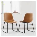 YOSITiuu Roxana Modern Industrial Faux Leather Indoor Outdoor Kitchen Dining Chair (ALX-Whiskey Brown 2 PCS 18Inch Dining Chair)