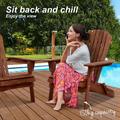 Glavbiku Foldable Wood Adirondack Chair Set of 2 Outdoor Accent Lounge Chair for Patio Dark Brown