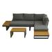 Historyli Go5H Aluminum Patio Furniture Set Outdoor L-Shaped Sectional Sofa With Plastic Wood Side Table And Soft Cushion Sectional Chat Sofa For Patio Porch Backyard Balcony Deck Poolside