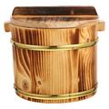 Wooden Barrel Container with Lid Asian Steamer Basket Food Containers Lids Rice Serving Holder Restaurant Bucket Stainless Steel Bamboo