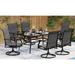 9 Pieces Patio Dining Set Rectangular Expandable Black Metal Table with 10 Padded Textilene Fabric Swivel Chairs Outdoor Furniture Set for Garden Poolside Backyard Porch