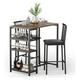 YOSITiuu Dining Table Set for 2 with 3 Storage Shelves Kitchen Table and Chairs for 2 with Pu Cushion Chairs & Thick Wood Top 3 Piece Dining Table Set for Small Space Apartment - Grey