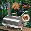 Silver Pizza Oven Outdoor 12 Semi-Automatic Rotatable Portable Stainless Steel Wood Fired Pizza Oven Pizza Maker