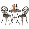 SYTHERS 3 Piece Cast Aluminum Bistro Table Set Outdoor Furniture Set Bistro Table Set for Park Yard Front Porch Bronze