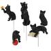 6 PCS Funny Decor Black Cat Planter Insert Ornament Metal Garden Statues Outdoor Miniature Yard Resin