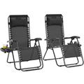 Topeakmart 2pcs Foldable Zero Gravity Recliners Chair with Pillow for Outdoor Black