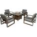 Aluminum Patio Furniture Set 5 Pieces Outdoor Sectional Conversation Set with 41.34 Fire Pit Table 4 Padded Thick Cushion Armchair All-Weather Modern Seating Set for Backyard - 4 Armchair