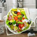 YST Salad Blanket for Adults Kids Tomato Cucumber Blanket Throw Funny Decor for Sofa Couch Realistic Food Themed Fleece Blanket Novelty Gifts Lettuce Leaf Bed Blanket 90 x90