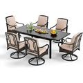 Perfect VILLA Outdoor Patio Dining Table and Chairs Set Heavy Duty 9 Piece Outdoor Dining Set for 8-8 Extra Large Patio Swivel Chairs 1 Extendable Rectangular 82 x 37 Patio Met